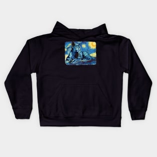 Cat Van Gogh Style Kids Hoodie